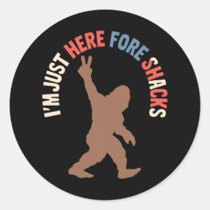 Funny Bigfoot Im Just Here For The Snacks Retro Us Classic Round Sticker