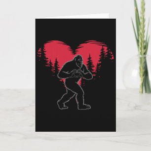 Funny Bigfoot In Love Heart Happy Valentine's Day  Card