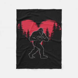 Funny Bigfoot In Love Heart Happy Valentine's Day Fleece Blanket