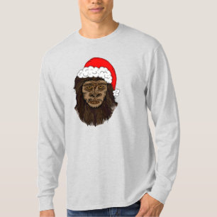 Funny Bigfoot In Santa Hat Sasquatch Humour T-Shirt