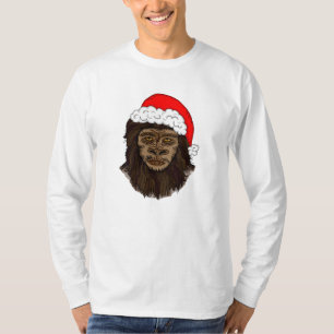 Funny Bigfoot In Santa Hat Sasquatch Humour T-Shirt