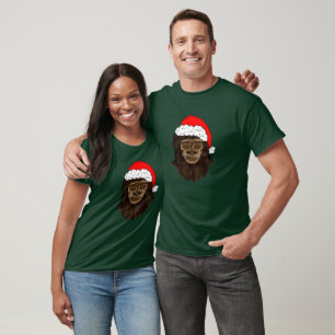 Funny Bigfoot In Santa Hat Sasquatch Humour T-Shirt