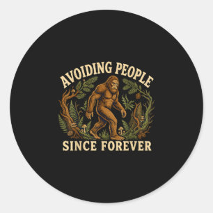 Funny bigfoot introvert avoiding people sasquatch classic round sticker