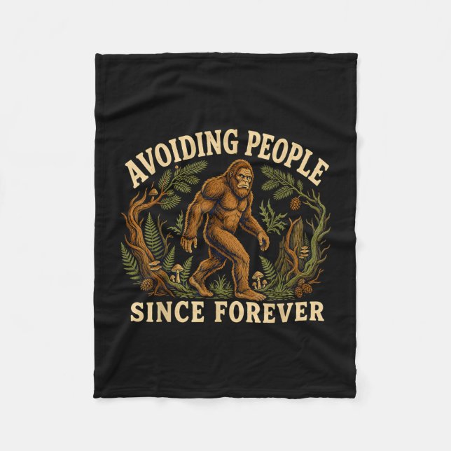 Funny bigfoot introvert avoiding people sasquatch  fleece blanket (Front)