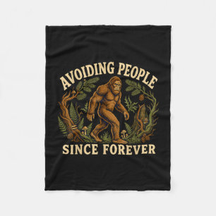 Funny bigfoot introvert avoiding people sasquatch fleece blanket