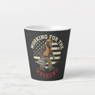 Funny Bigfoot Labour Day Shirt Blue Collar US Flag Latte Mug