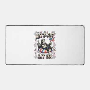 Funny Bigfoot Let’s Get Lit Up Patriotic Desk Mat