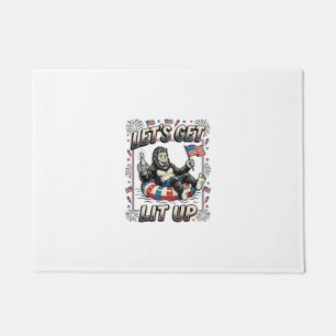 Funny Bigfoot Let’s Get Lit Up Patriotic Doormat