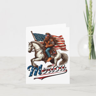 Funny Bigfoot Merica Usa Mullet Byndana Horse Ridi Card