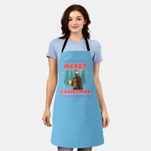 Funny Bigfoot - Merry Christmas Apron