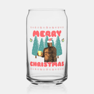 Funny Bigfoot - Merry Christmas Can Glass