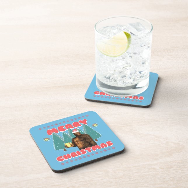 Funny Bigfoot - Merry Christmas Coaster (Right Side)