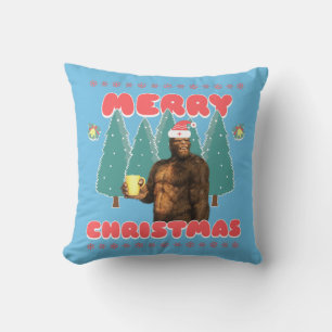 Funny Bigfoot - Merry Christmas Cushion