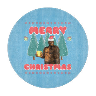 Funny Bigfoot - Merry Christmas Cutting Board