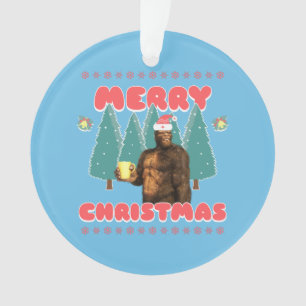 Funny Bigfoot - Merry Christmas Ornament