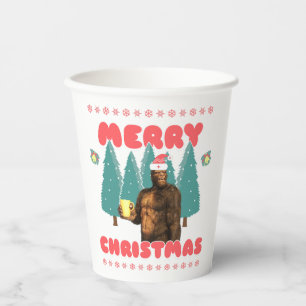 Funny Bigfoot - Merry Christmas Paper Cups