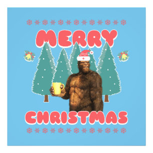 Funny Bigfoot - Merry Christmas Photo Print