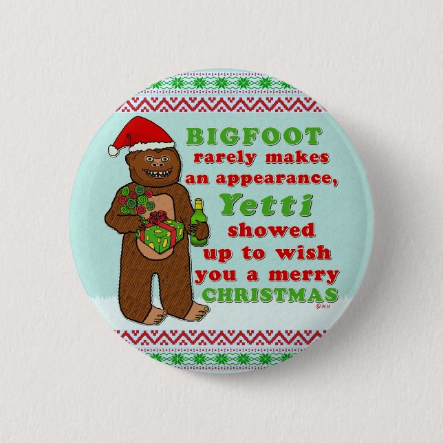 Funny Bigfoot Merry Christmas Sasquatch Pun 6 Cm Round Badge (Front)