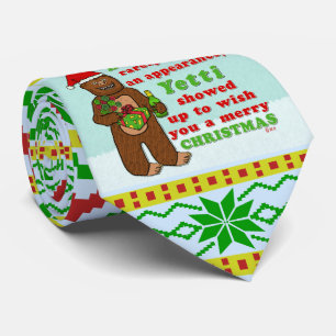 Funny Bigfoot Merry Christmas Sasquatch Pun Tie