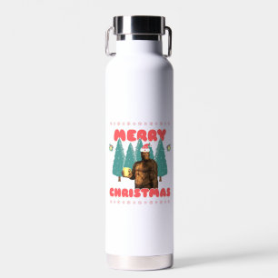 Funny Bigfoot - Merry Christmas Water Bottle