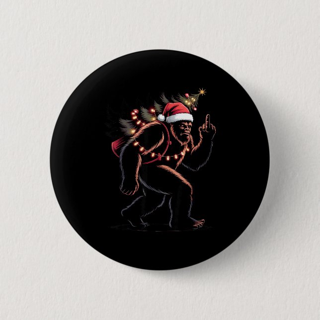 Funny Bigfoot Middle Finger Christmas Sasquatch An 6 Cm Round Badge (Front)