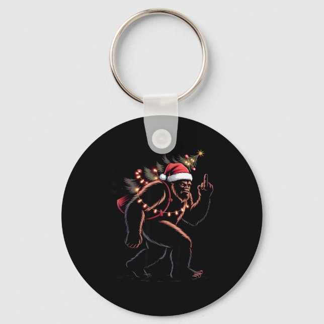 Funny Bigfoot Middle Finger Christmas Sasquatch An Key Ring (Front)