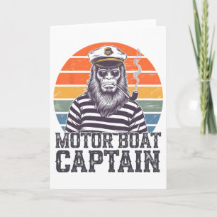Funny Bigfoot Motor Boat Captain Card