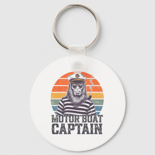 Funny Bigfoot Motor Boat Captain  Key Ring