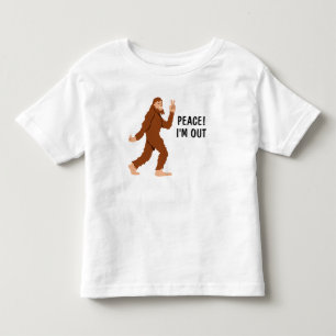 Funny Bigfoot Peace Out Sasquatch Kids Toddler T-Shirt