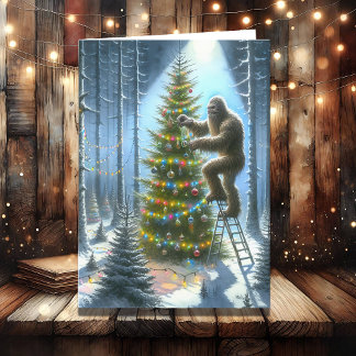 Funny Bigfoot Personalised Christmas Holiday Card