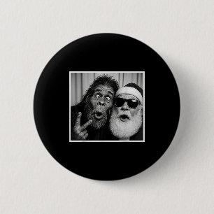 Funny Bigfoot Photobooth With Santa Christmas Xmas 6 Cm Round Badge