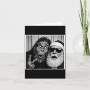 Funny Bigfoot Photobooth With Santa Christmas Xmas Card