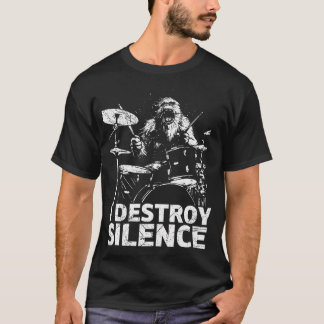 Funny Bigfoot Playing Drums Drummer I Destroy Sile T-Shirt