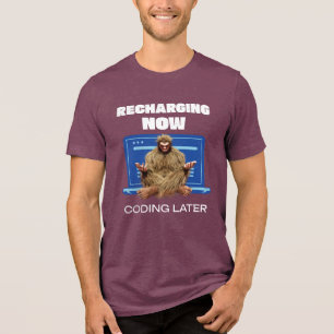 Funny Bigfoot Programmer Recharging Coding Later Tri-Blend Shirt