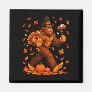 Funny bigfoot pumpkin pie thanksgiving sasquatch magnet