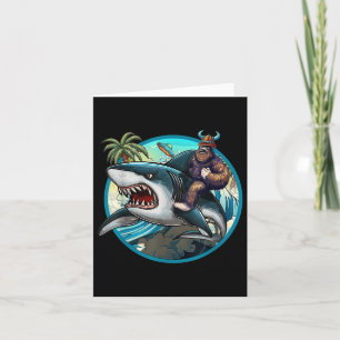 Funny Bigfoot Riding A Shark _ Hilarious Sasquatch Card