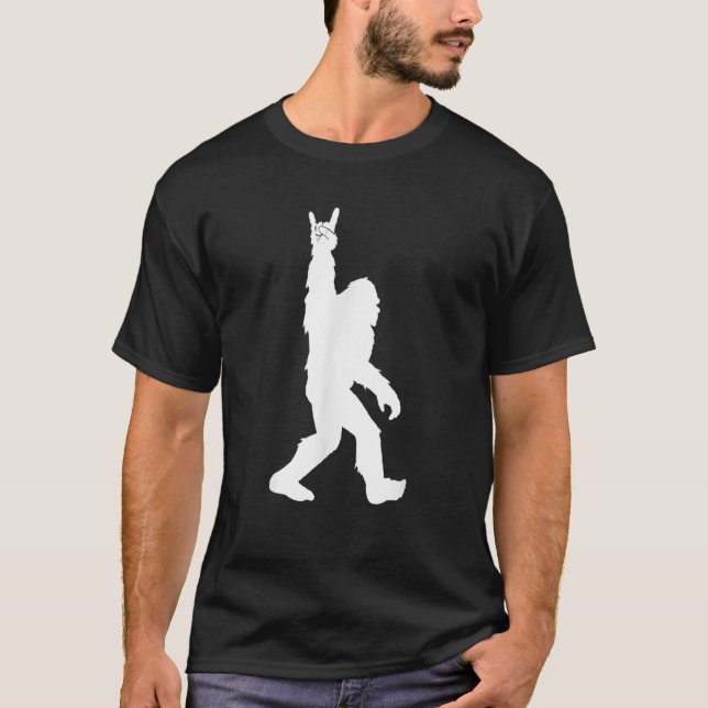 Funny Bigfoot Rock And Roll For Sasquatch Believer T-Shirt (Front)