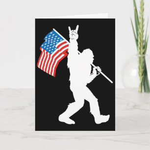 Funny Bigfoot Rock And Roll Usa Flag For Sasquatch Card