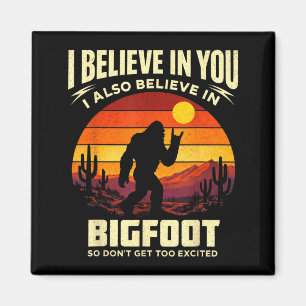 Funny Bigfoot Rock Believe Sunset Sasquatch Camp Magnet