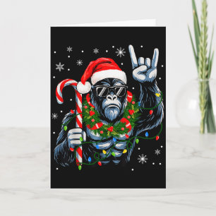 Funny Bigfoot Rock On Pajamas Pjs Christmas Xmas M Card