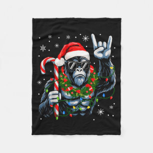 Funny Bigfoot Rock On Pajamas Pjs Christmas Xmas M Fleece Blanket
