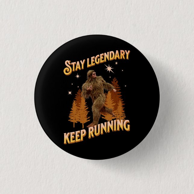 Funny Bigfoot Running Motivation 3 Cm Round Badge (Front)