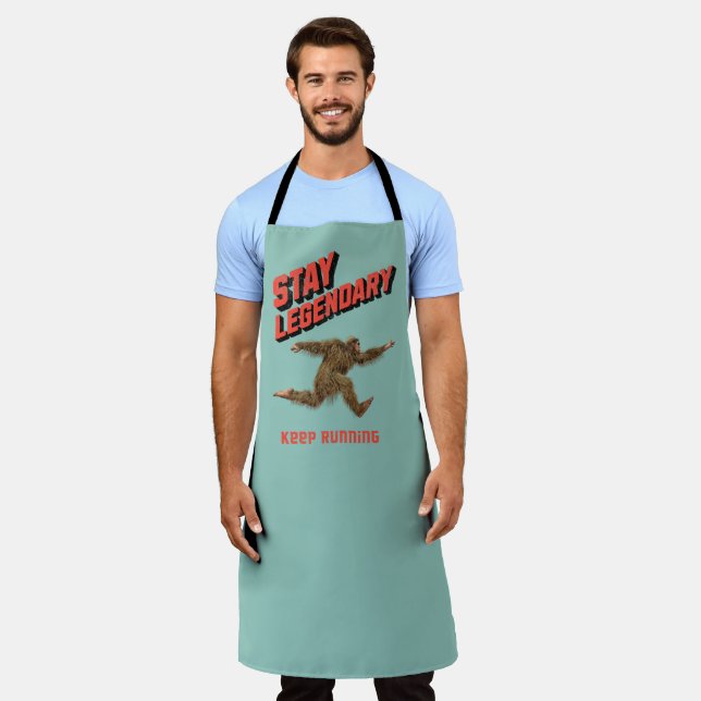Funny Bigfoot Running Motivation Apron (Worn)