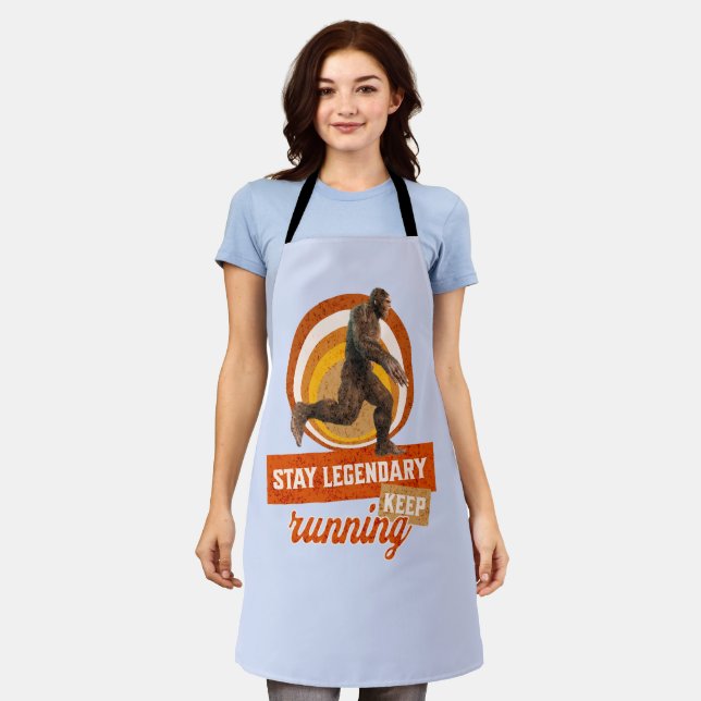 Funny Bigfoot Running Motivation Apron (Worn)
