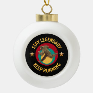 Funny Bigfoot Running Motivation Ceramic Ball Christmas Ornament