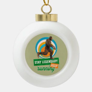 Funny Bigfoot Running Motivation Ceramic Ball Christmas Ornament