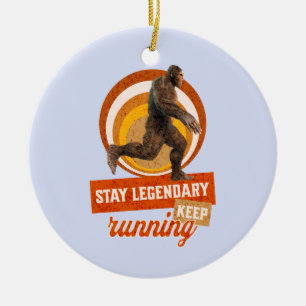 Funny Bigfoot Running Motivation Ceramic Ornament