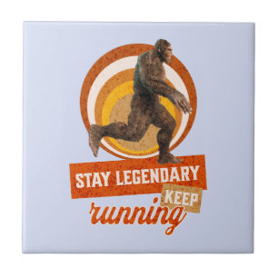 Funny Bigfoot Running Motivation Ceramic Tile