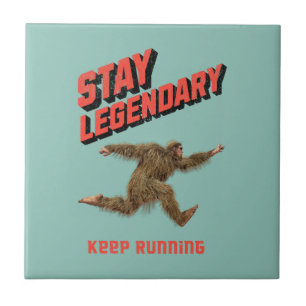 Funny Bigfoot Running Motivation Ceramic Tile