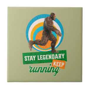 Funny Bigfoot Running Motivation Ceramic Tile